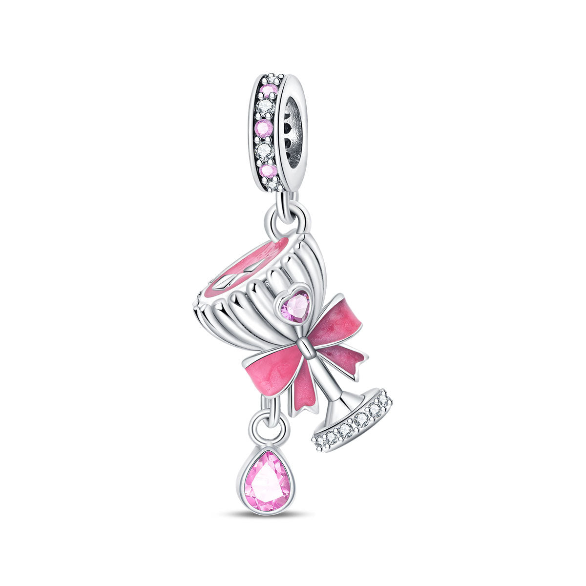 Bracelet pendentif en verre de bière et en verre de vin à thème festif