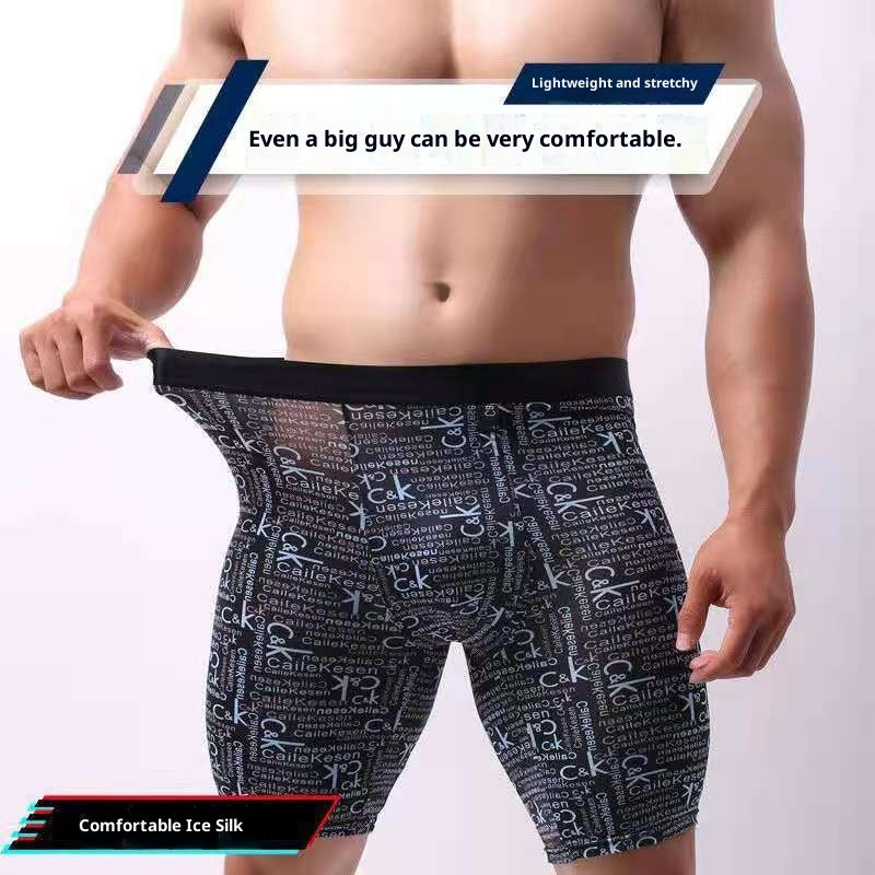 Sous-vêtements hommes Courants Version élargie de Boxer en soie glacée