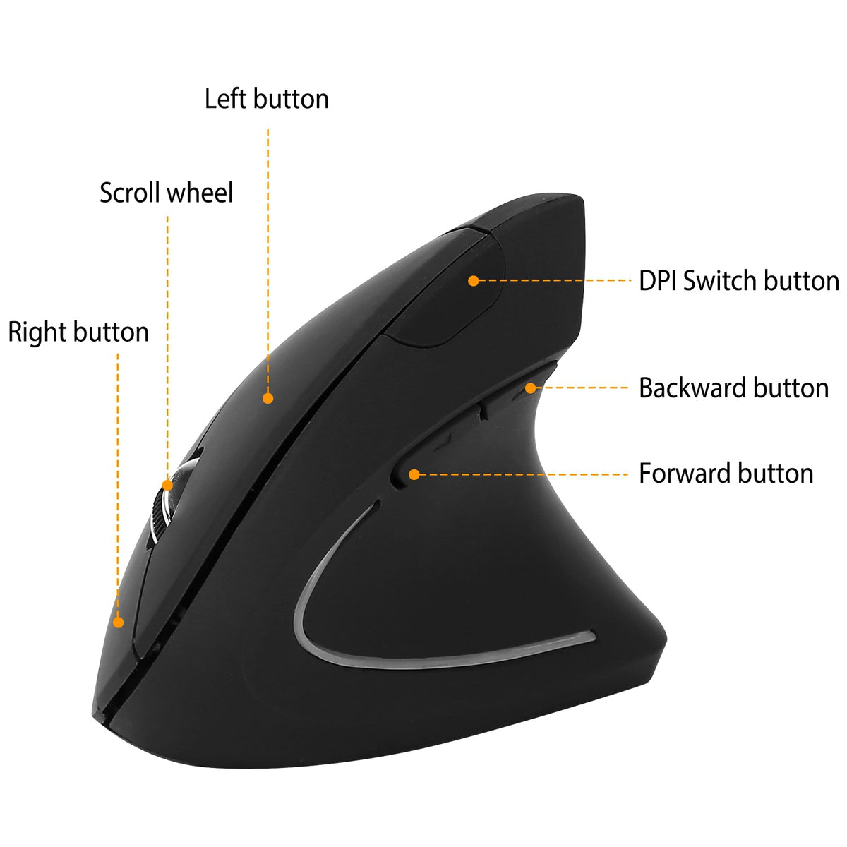 2.4G Souris verticale sans fil ergonomique optique Mice avec 6 boutons 3 DPI réglable 800 12