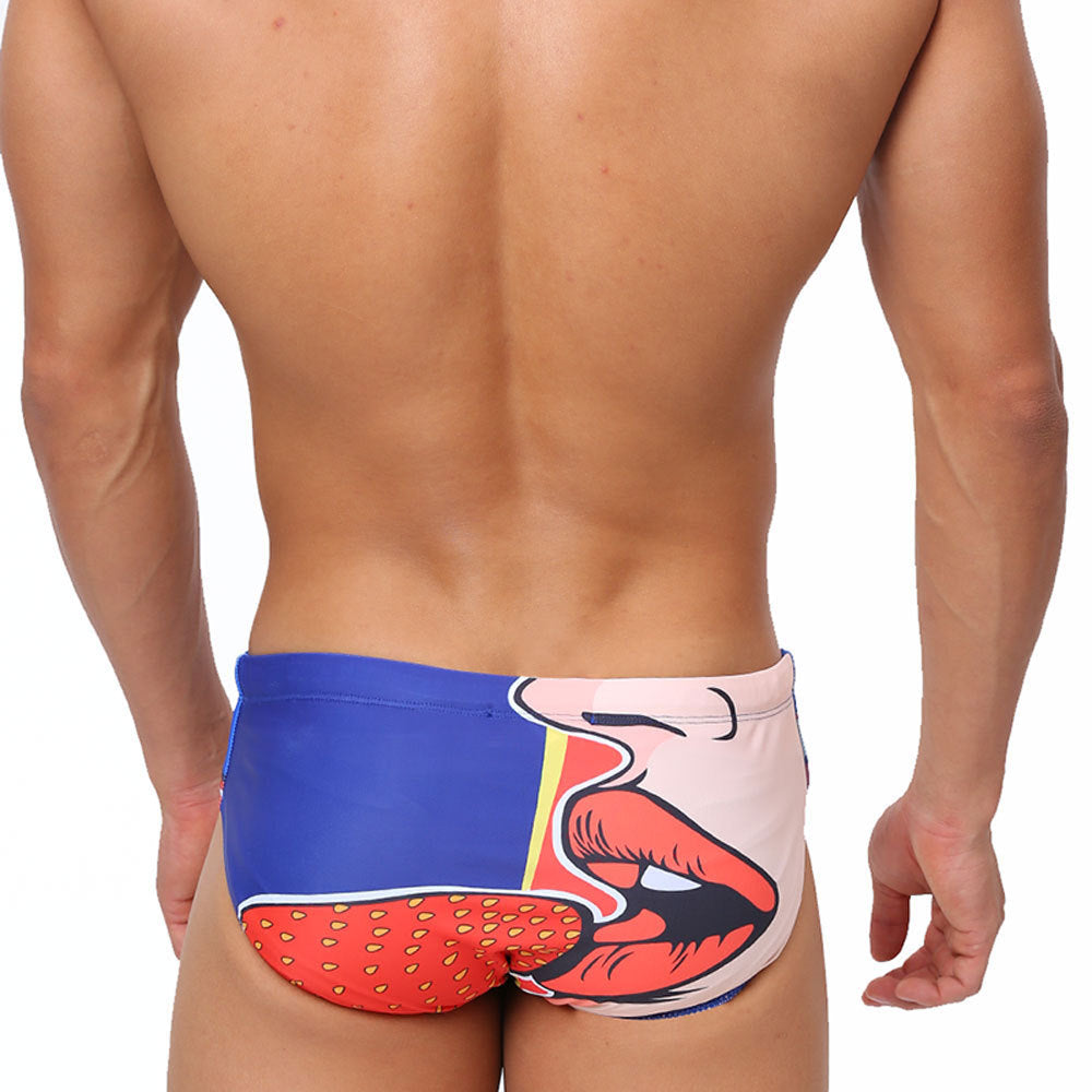Lèvres sexy imprimées hommes Slips de bain Bikini Low Waist Beach Slips à séchage rapide