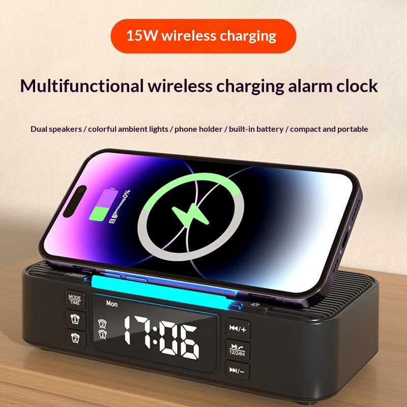 Lumière de nuit ambiante de recharge sans fil avec haut-parleurs Bluetooth double