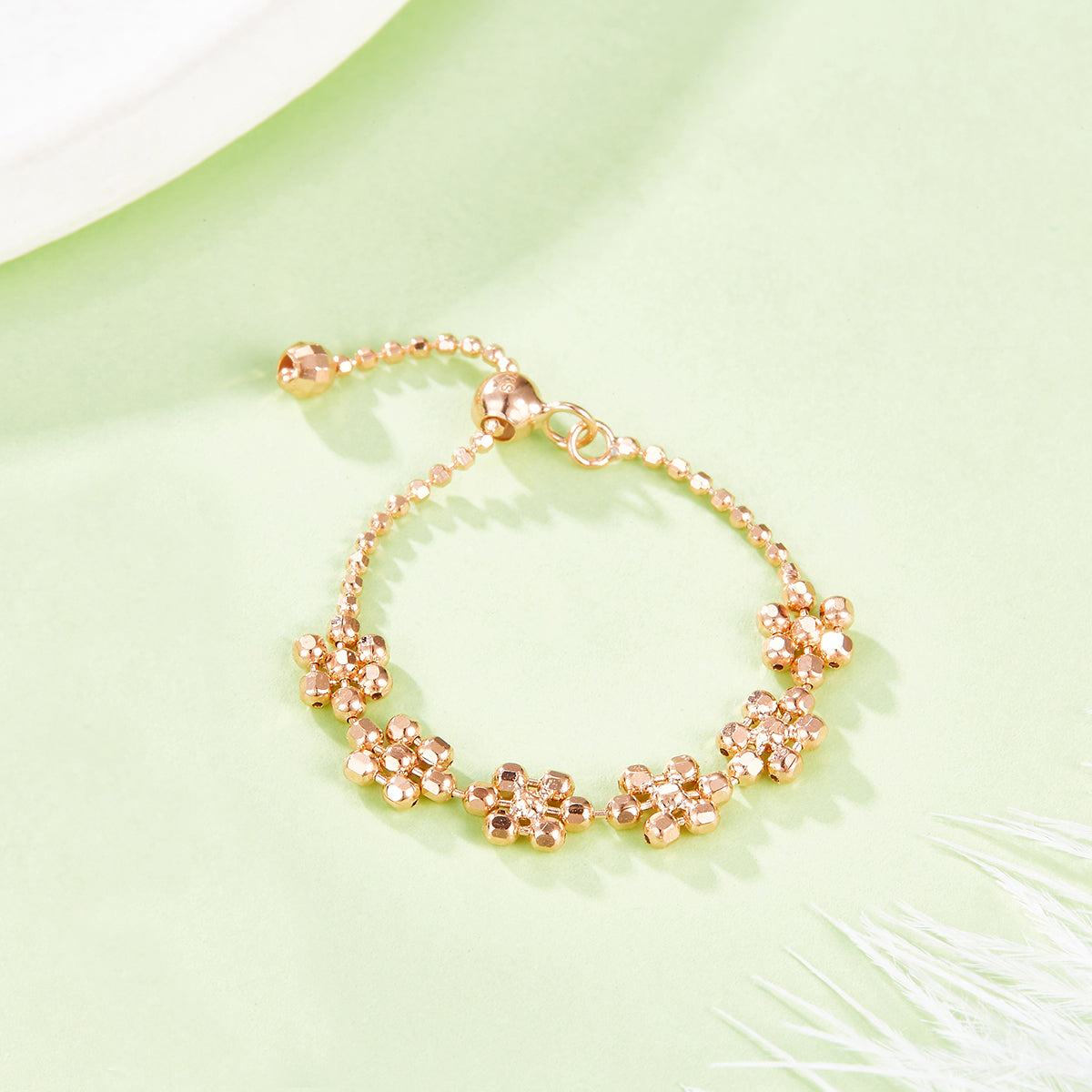 S925 Anneau de fleur en argent sterling 0,7g Léger 14-21mm Clover réglable Design Platinu