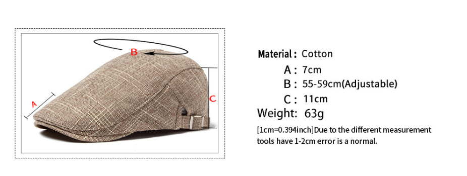 Homme respirant Rétro casual coton et lin Beret