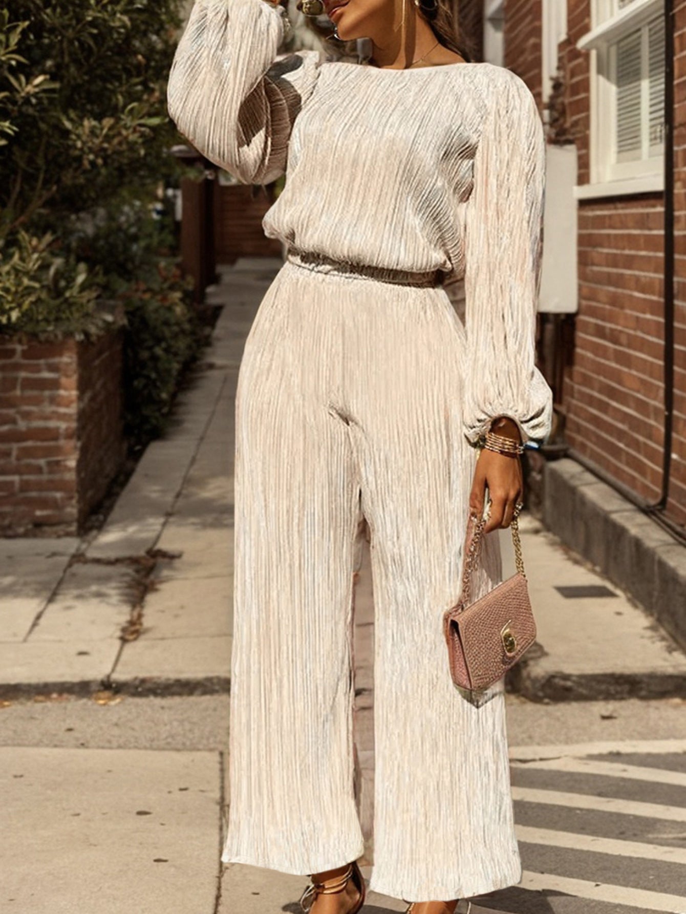 Pantalons à pattes droites ajustés et ensemble à manches longues
