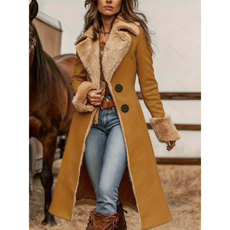 Manteau imprimé mode en peluche de style occidental pour femmes