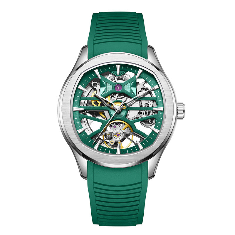 Montre homme avec un cadran mécanique transparent