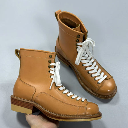 Hommes Trendy Bottes de cheville à peau rousse Randonnée et style britannique
