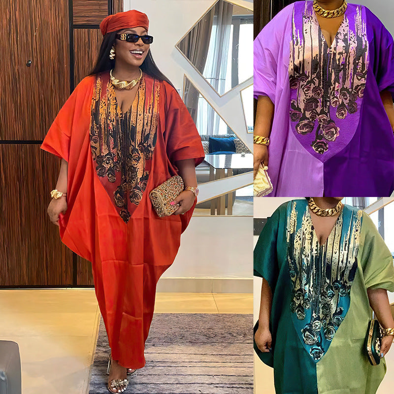 Style ethnique Loose Plus Taille Robe d'appariement couleur