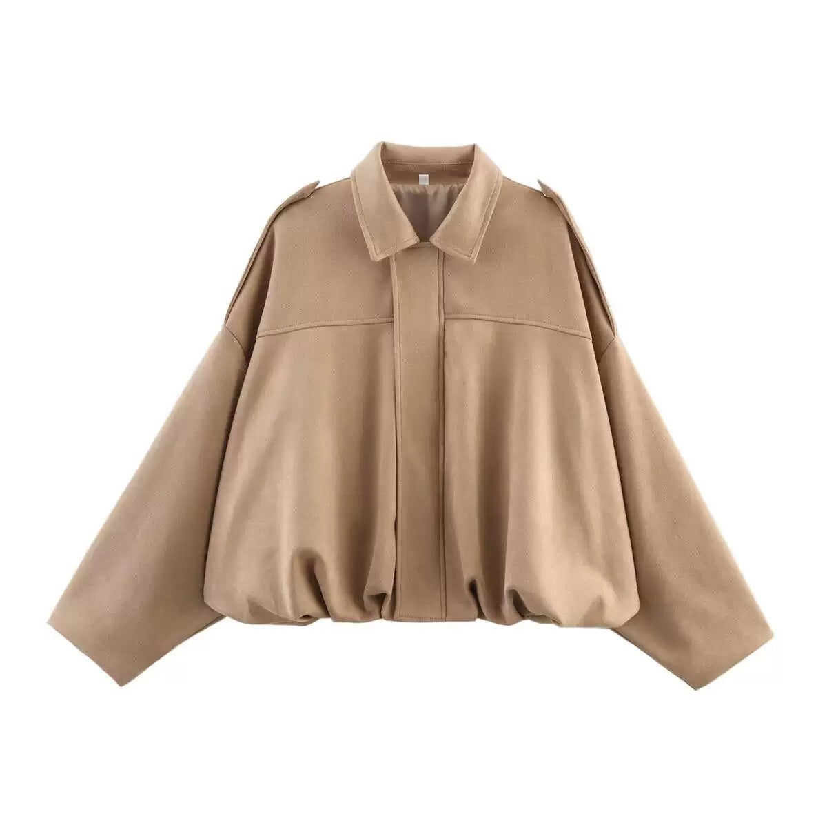 Autumn And Hiver Veste de Bomber Européen et américain Bat Manche Zipper Loose Suede Textur