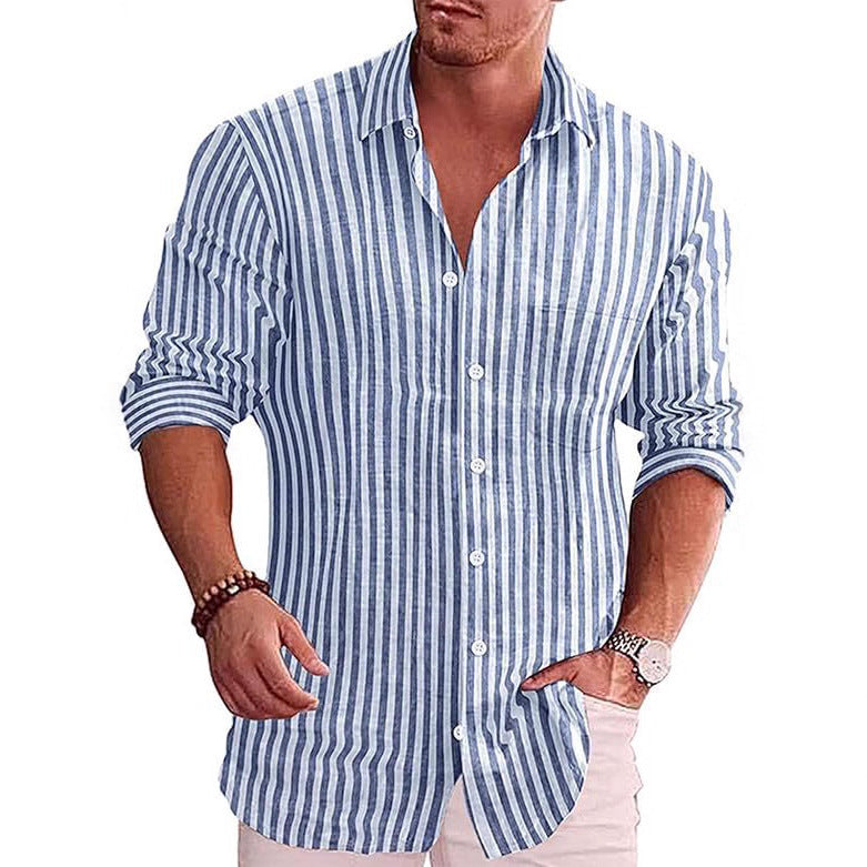 Chemise à rayures à imprimé numérique casual homme