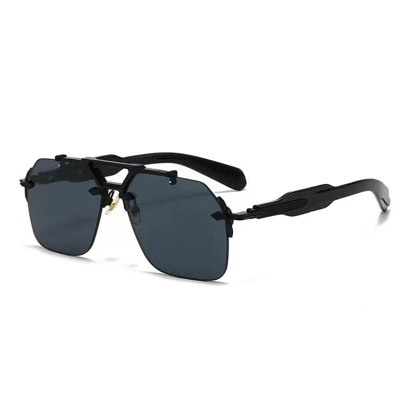 Double bridge rimless metal sunglasses