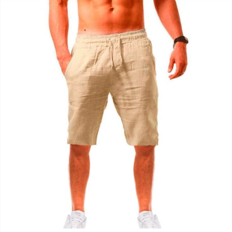 Wish Aliexpress Summer Large Size Loose Lin Breathable Cinq-Point Pantalons Sport Homme Cas