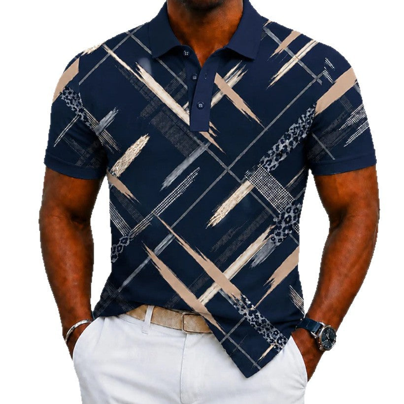 Polo à manches courtes hommes avec un lapel et des boutons