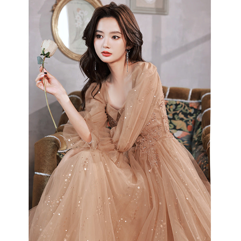 Robe de soirée Banquet d'hôte Maid Of Honor Long Sleeves