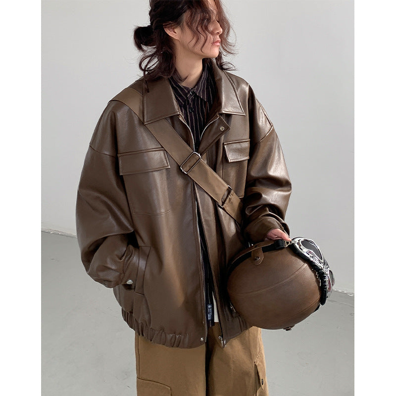 Veste en cuir perdu au printemps et en automne