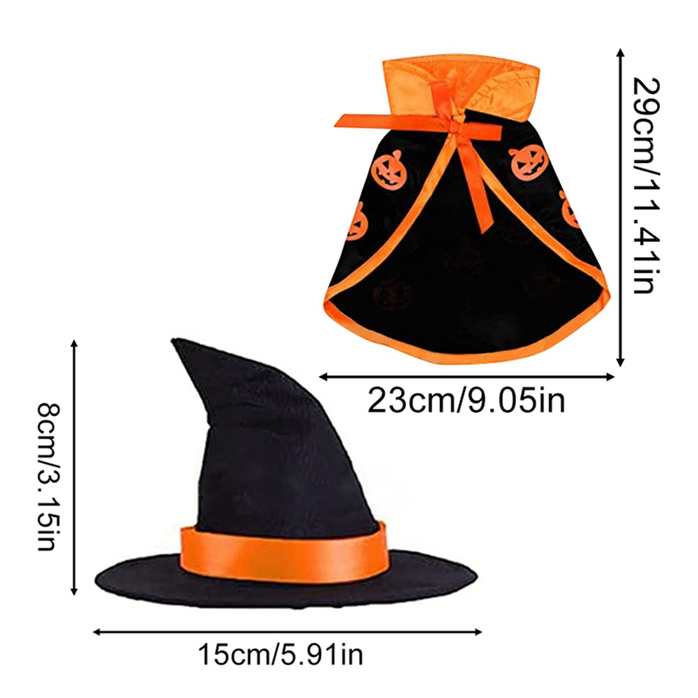 Animaux de compagnie Halloween Cape Hat Set Chiens Costume mignon Animaux de compagnie Halloween Fête Cosplay Vêtements Chats Dec