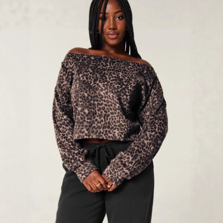 Sweatshirt casual léopard imprimé pour dames