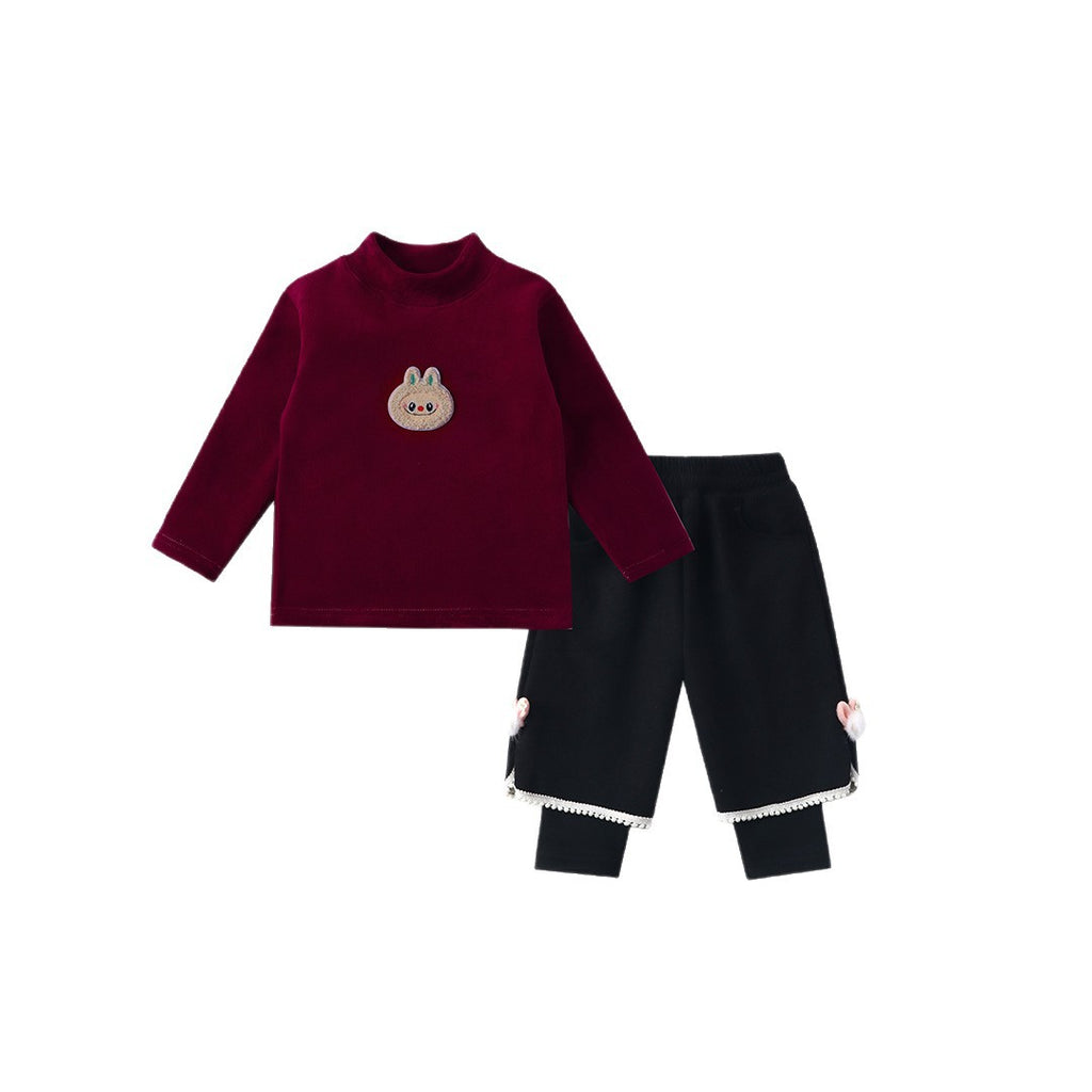 Set de sweatshirts d'hiver Ligné de polaires d'hiver Thickened One-Piece polaire bébé Coréen-Style faux deux-P