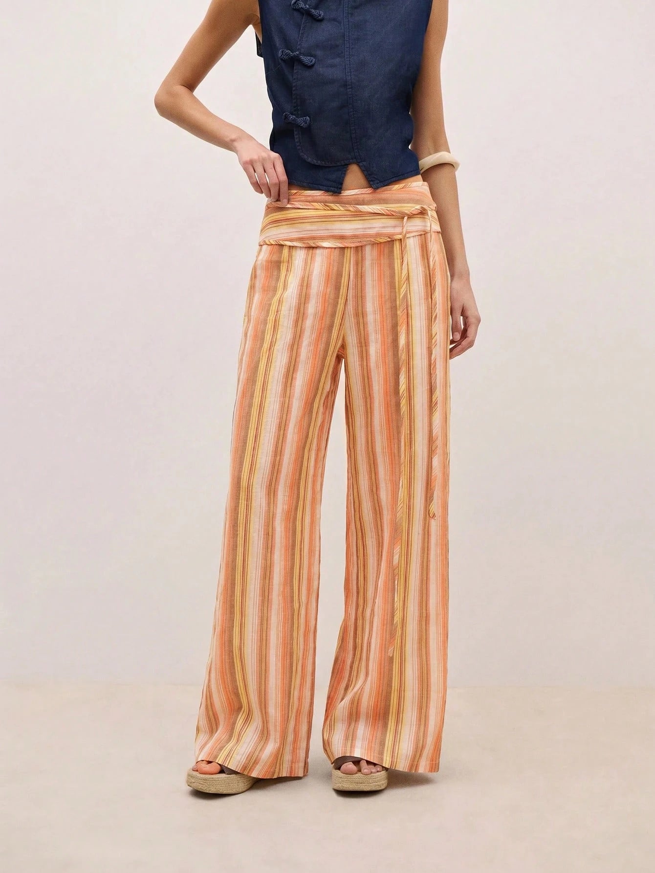 Pantalons rayés avec un ajustement doux et confortable large jambes