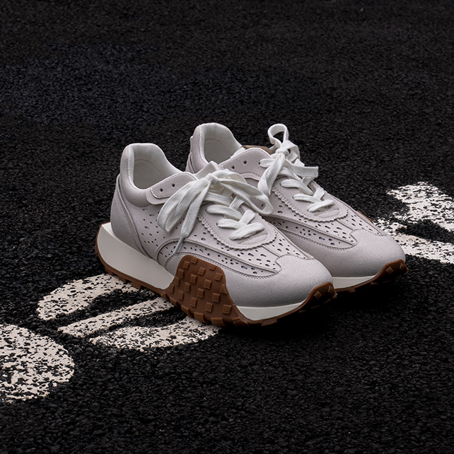 Retro Niche Sneakers de blocage de couleur casuale de jogging à fond épais