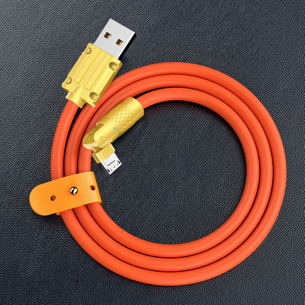 120W Câble de données de charge rapide 180 degrés Rotary Elbow Zinc Alliage de silicone