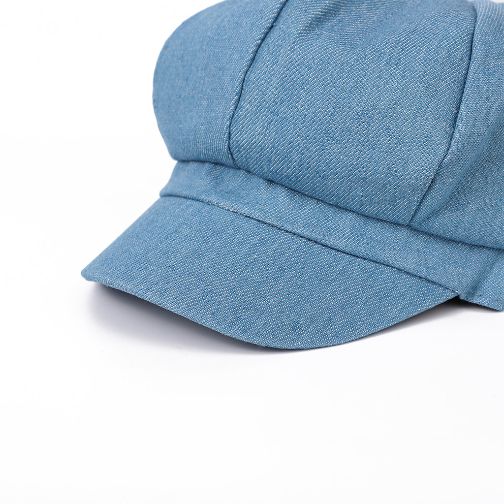 Rétro Lavé à l'eau Octagonal Newsboy Cap avec bride arrière réglable