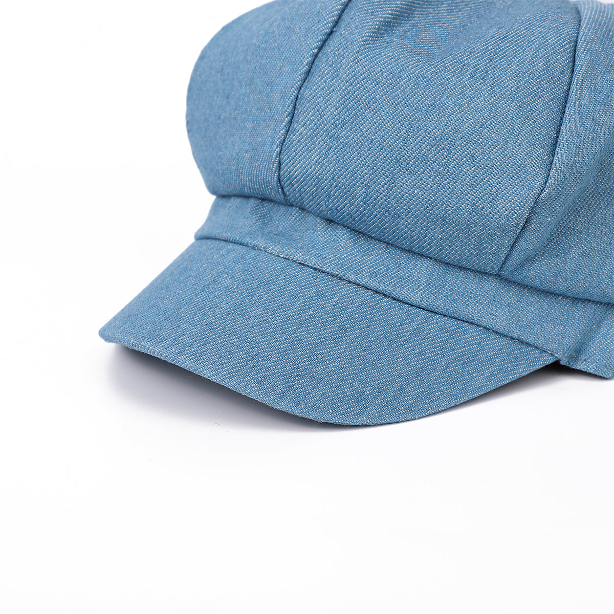 Rétro Lavé à l'eau Octagonal Newsboy Cap avec bride arrière réglable