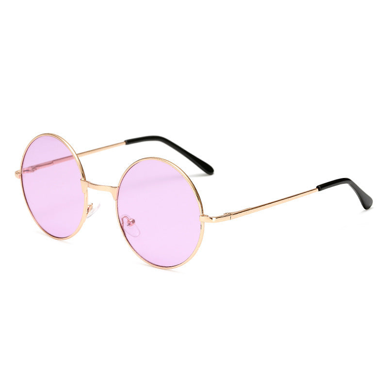 Lentilles de couleur mignon Vintage Lunettes de soleil rondes Mode