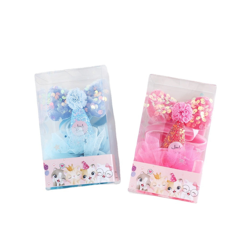 Chapeau d'anniversaire de chat Bow Tie Flower Party costume