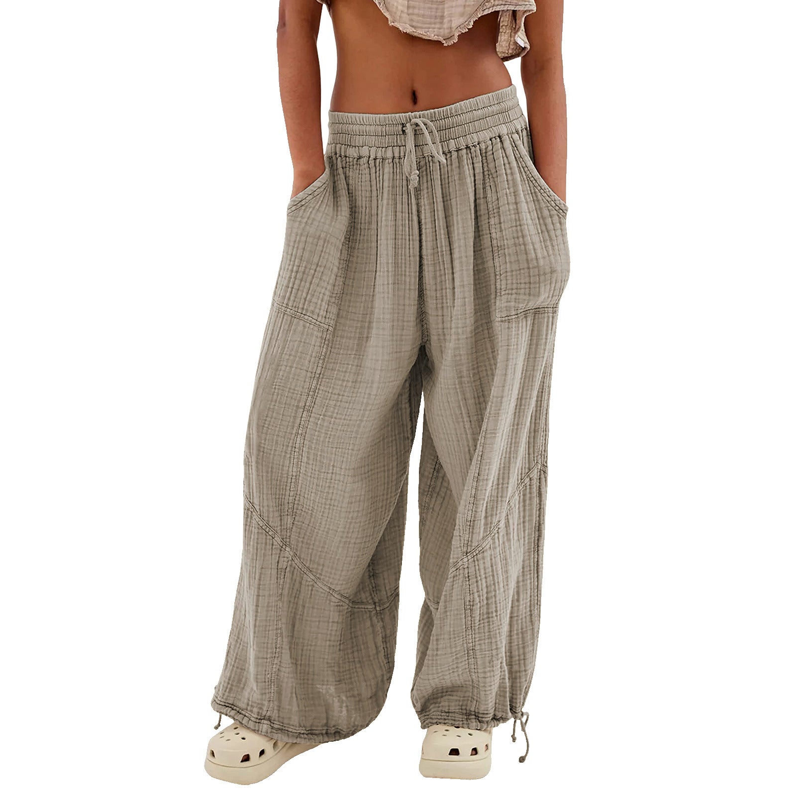 Pantalon de jambes large couleur pour femme