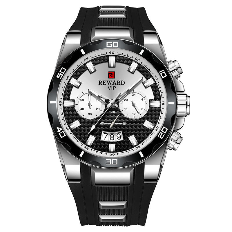 REWARD Mens Montre en noir et or avec un design cool et la fonction de calendrier