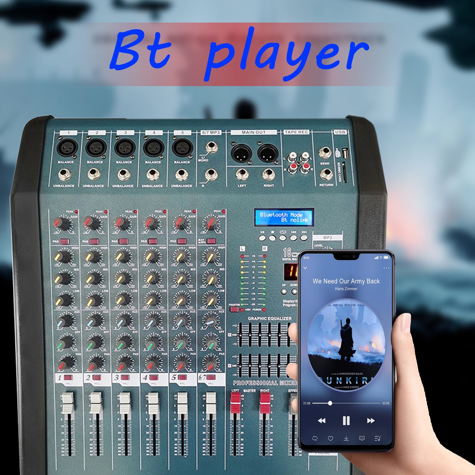 Console de son haute puissance de canal du mélangeur d'égaliseur Bluetooth amplificateur de puissance avec 16DSP