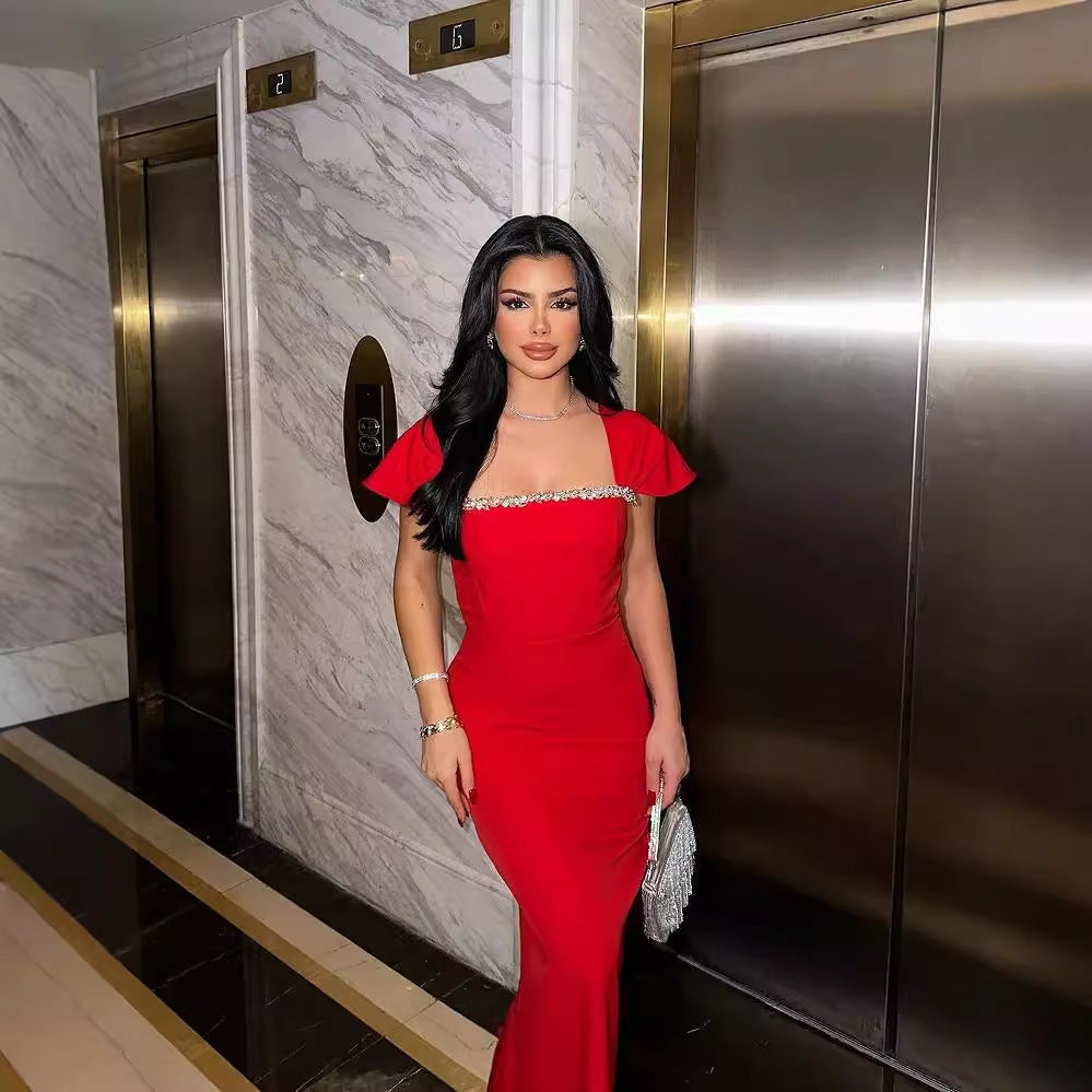 Robe de soirée en diamant couleur solide