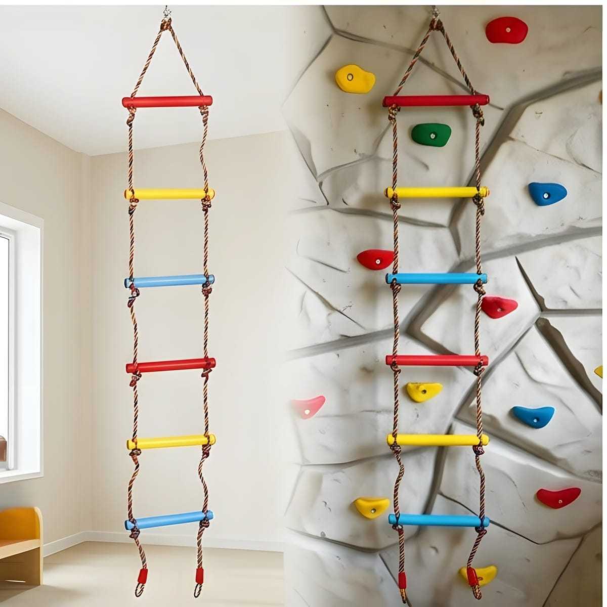 Décoration de mur de corde d'escalade colorée