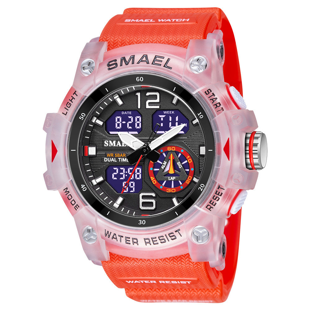 Montre transparente d'extérieur pour hommes avec un design cool à double affichage