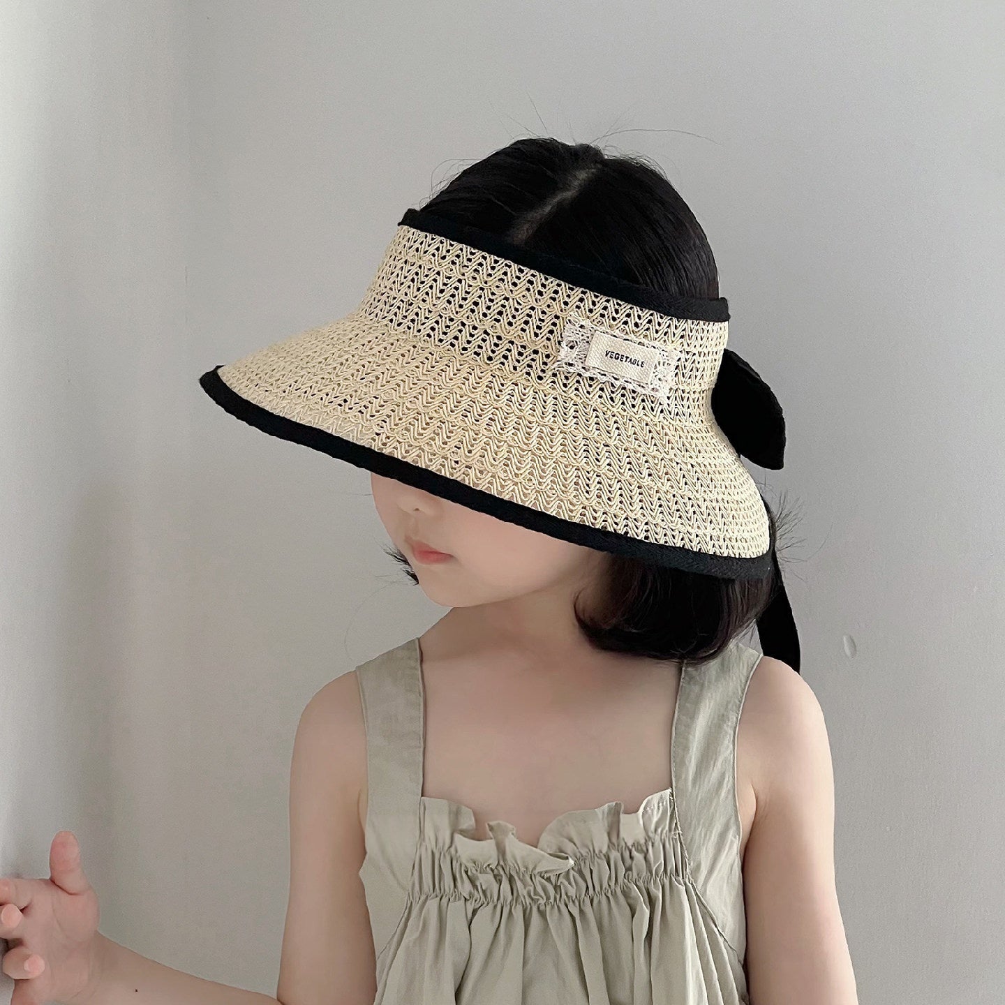Kids Brimless Straw Hat Femmes Summer Korean Style Wide Brim Fashionable