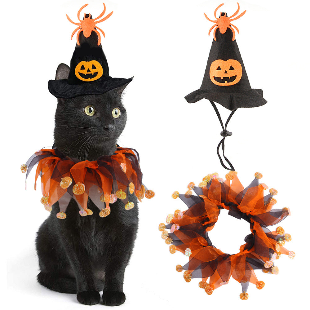 Chapeau d'Halloween Écharpe Set Crâne Pattern Chapeau de chat