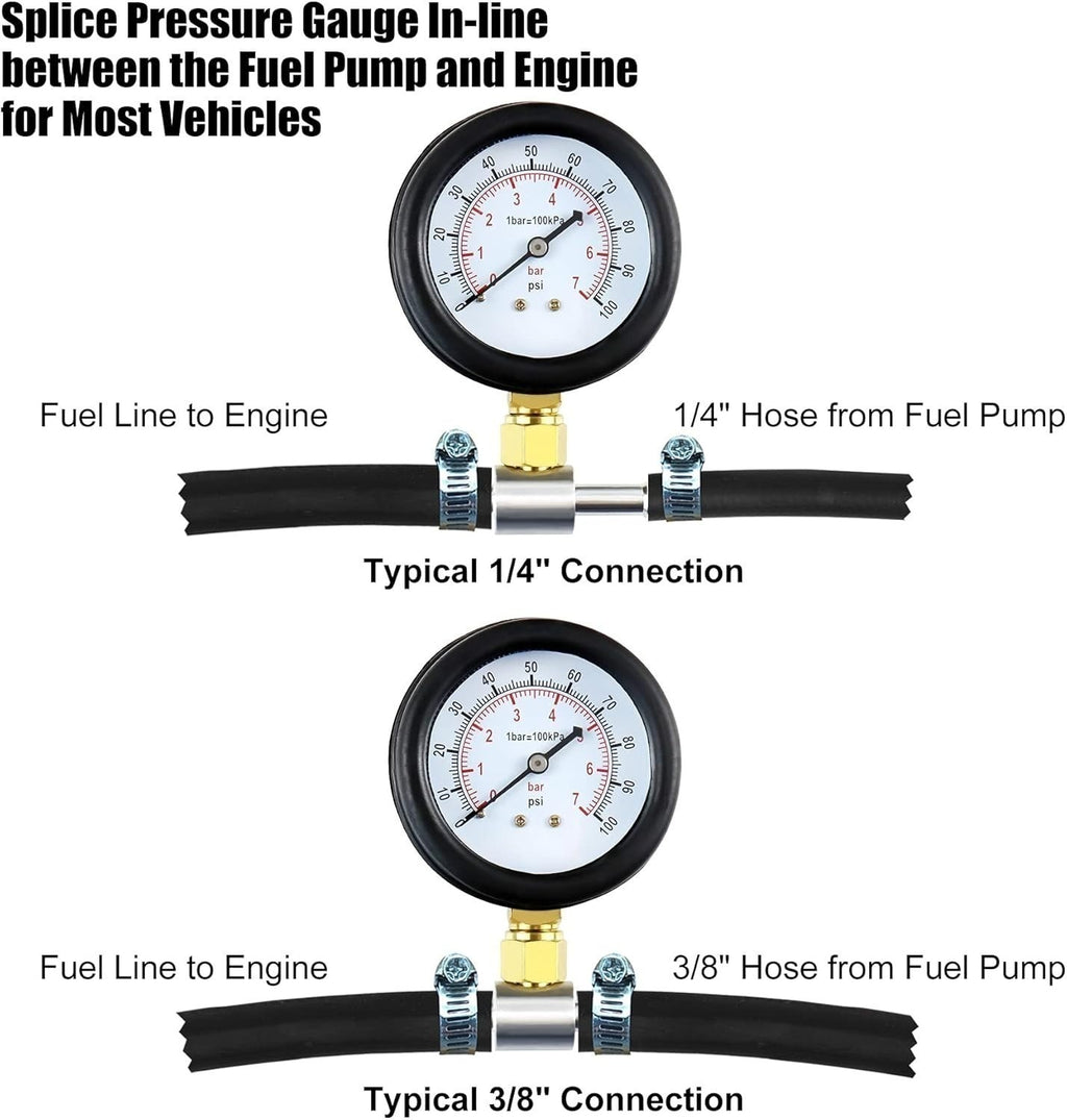 Testeur universel de pression de carburant 0 -140PSI Kit d'essai de pompe à injection de carburant