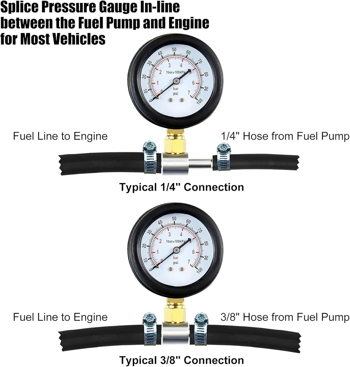 Testeur universel de pression de carburant 0 -140PSI Kit d'essai de pompe à injection de carburant