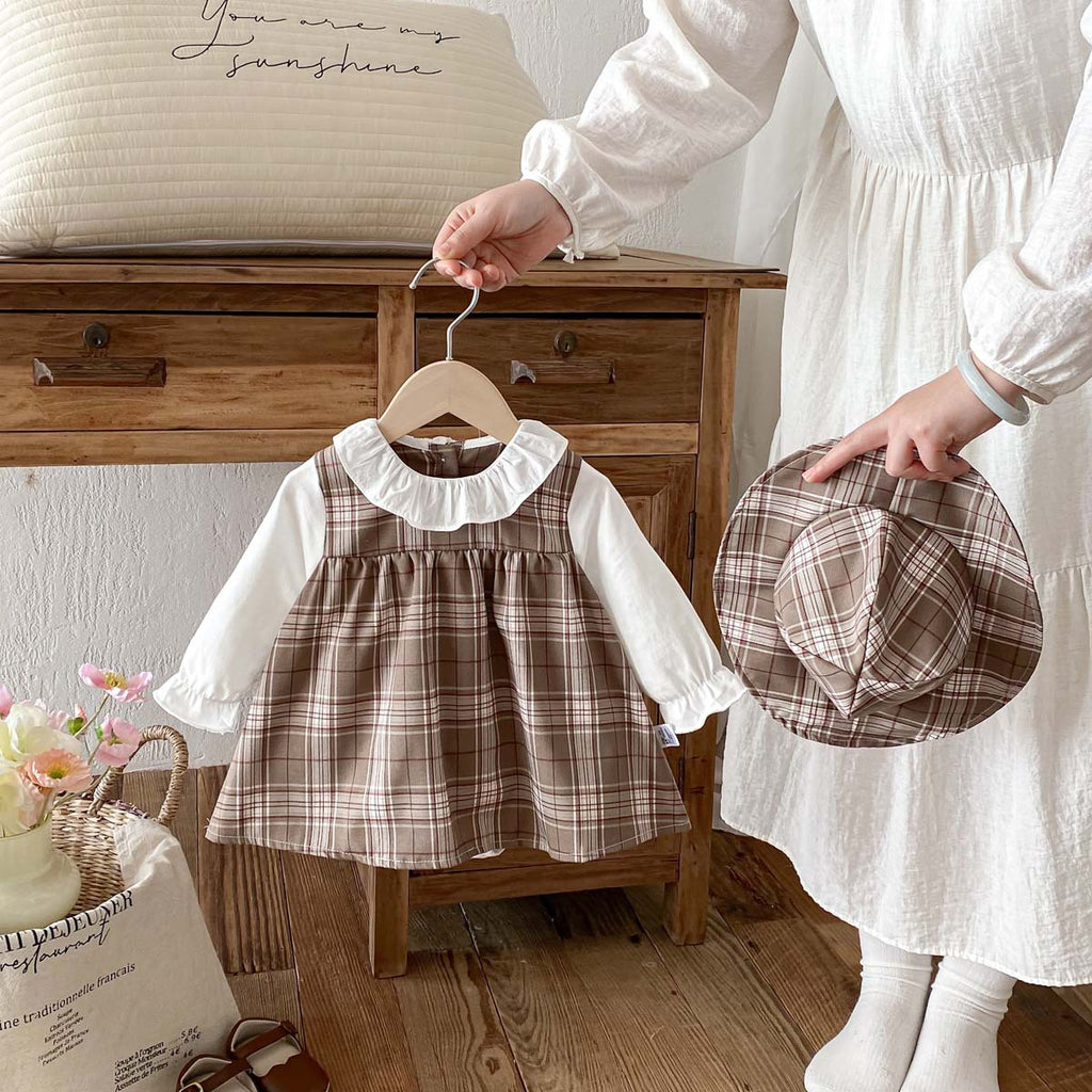 Printemps Arrivée filles Doll-collar Faux combinaison de saut deux-pièces