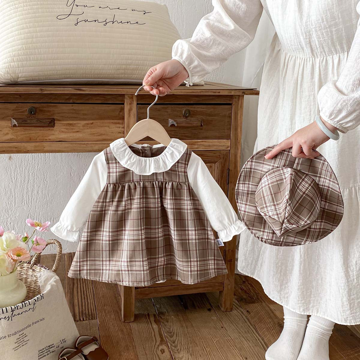 Printemps Arrivée filles Doll-collar Faux combinaison de saut deux-pièces