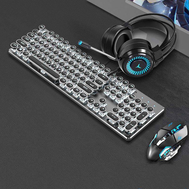 Clavier mécanique Steampunk et jeu de souris Retro 87-key Bureau Ordinateur portable filaire