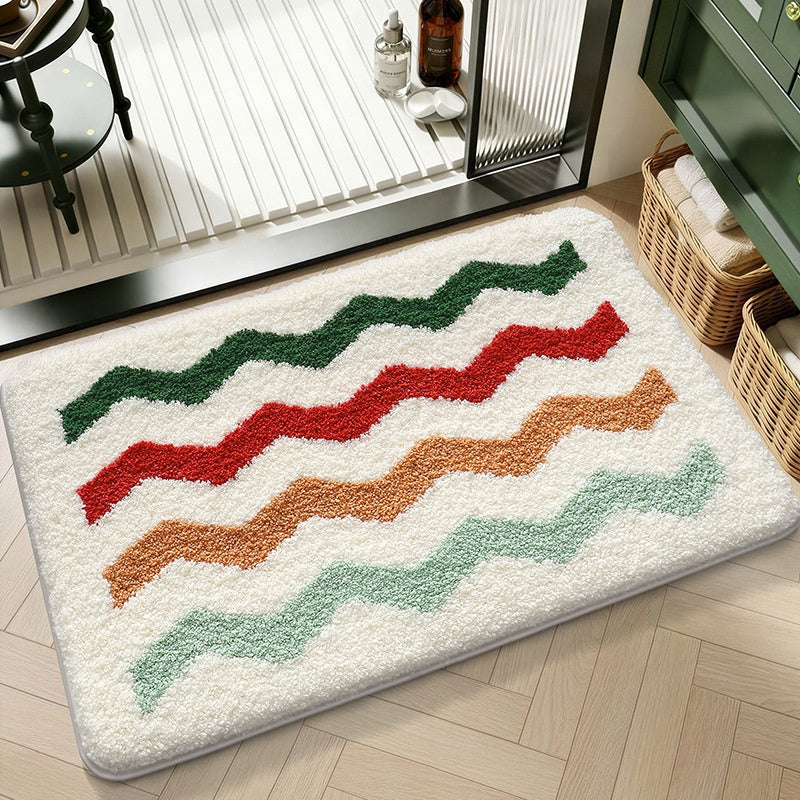 Tapis de sol géométrique non glissant, absorbant l'eau