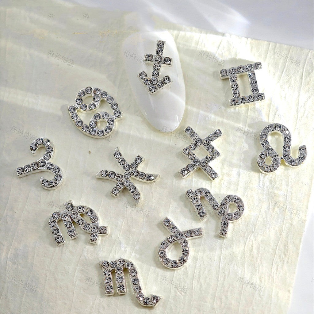 Douze Zodiac Nail Art Accessoires Alliage de diamants incrustés