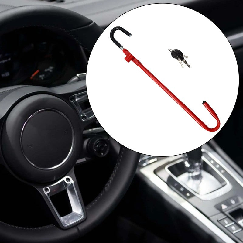 Volant de voiture à pédale serrure antivol dispositif Twin Crochet avec 2 clés rouge