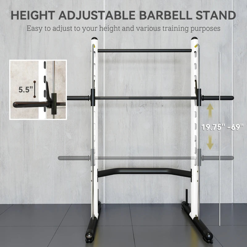 Rack de squat avec barre de traction et barre de Barbell réglable de banc presse multi-fonction poids L
