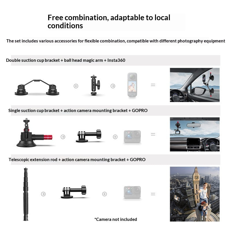 POV Action Camera Extension Pole avec kit de ventouse