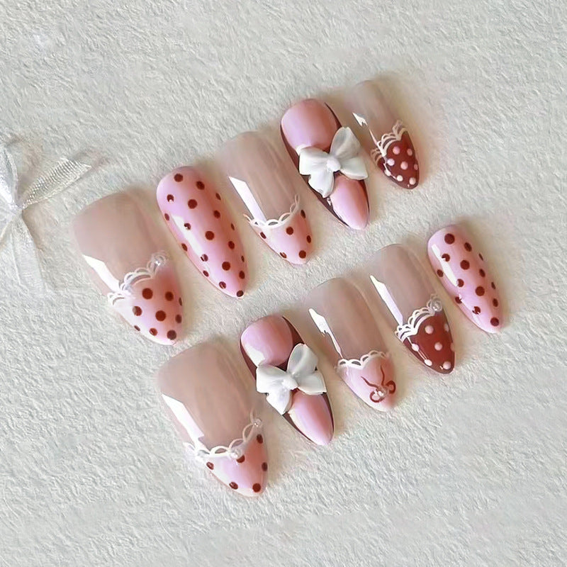 Conseils d'ongle amovible à la mode avec dentelle et Bow 24 pièces