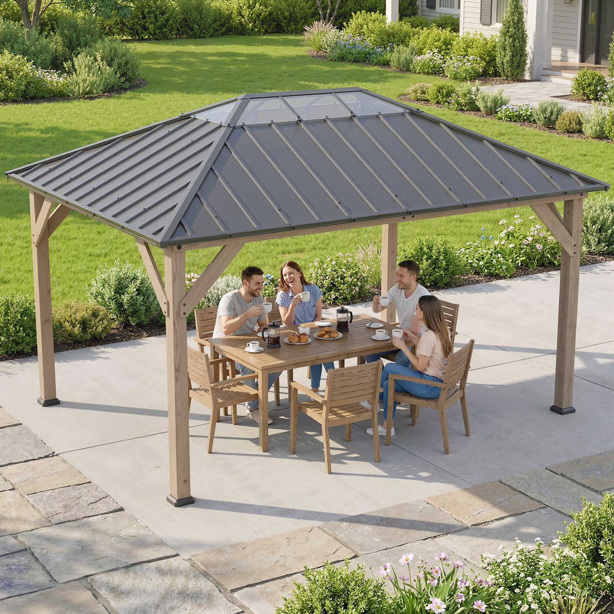 12 x 16 Gazebo avec toit en acier galvanisé