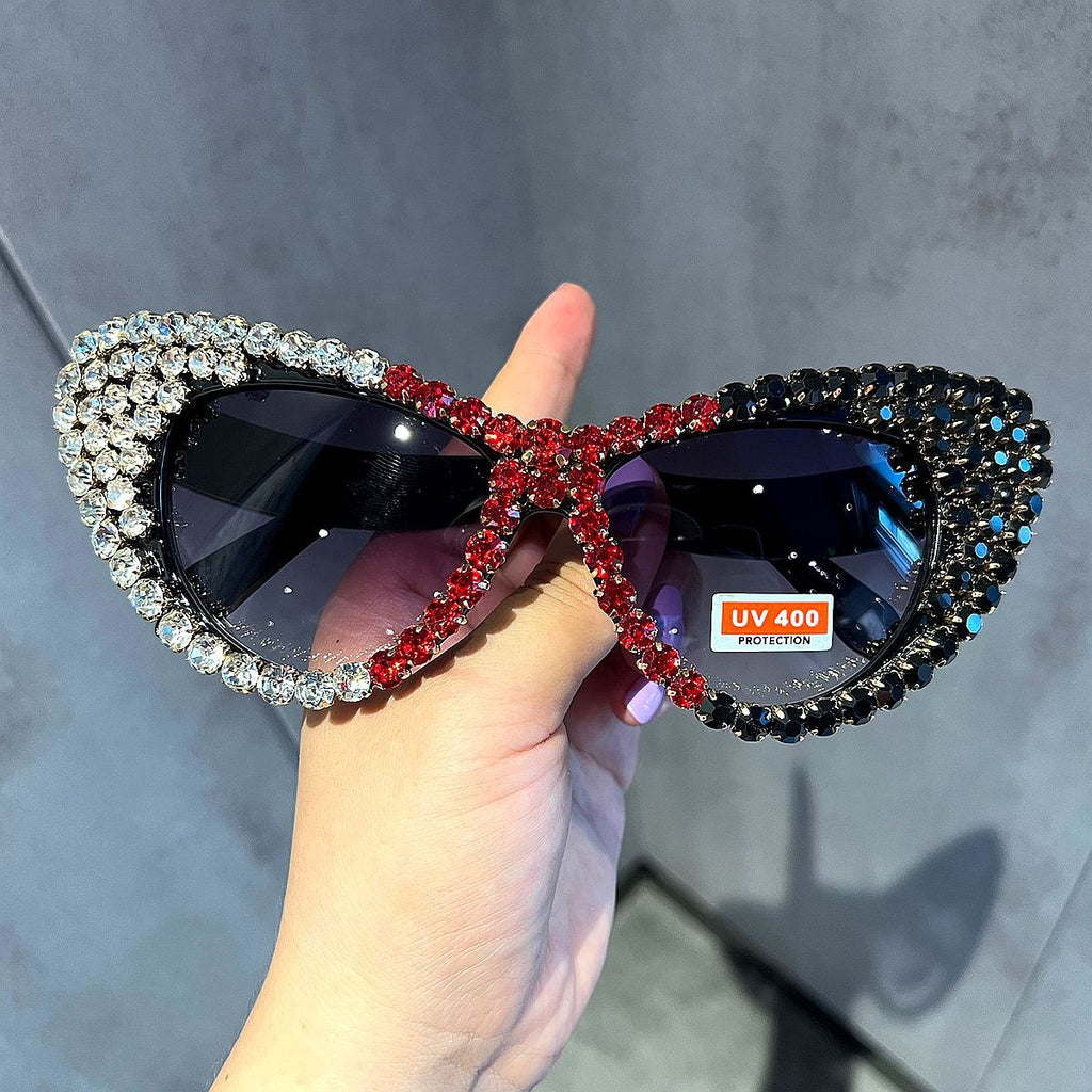 Lunettes de soleil rétro à gros yeux de chat en verre pour femmes